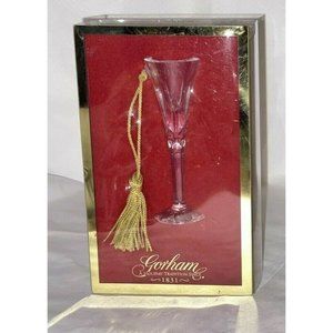 Gorham Crystal Christmas Ornament 2000 Lady Ann Champagne Flute, Clear Glass